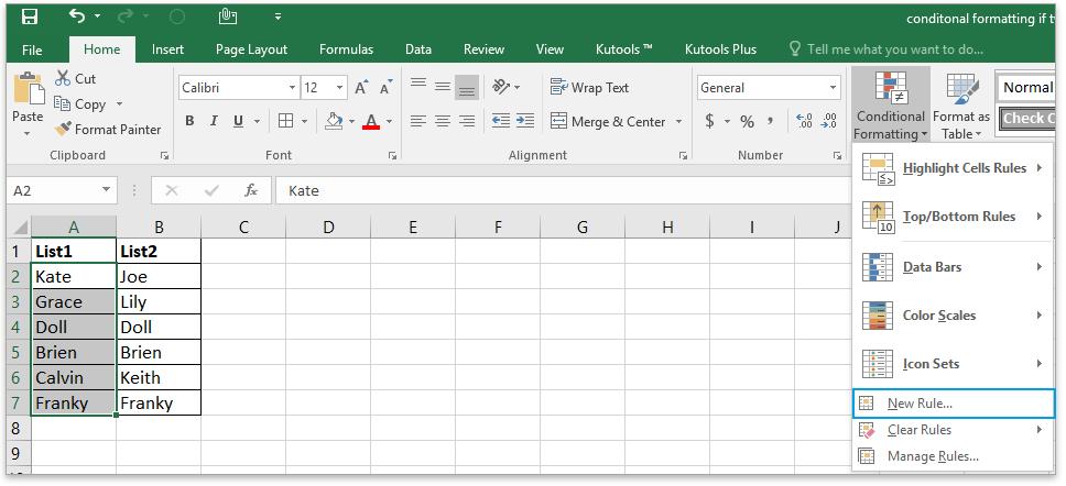 Hướng dẫn sử dụng định dạng có điều kiện cho 2 cell có dữ liệu giống nhau trong Excel